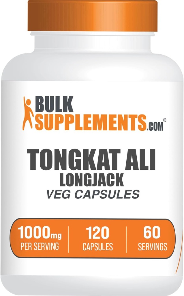 BulkSupplements.com Capsules d'extrait de longjack - Tongkat Ali Extract, Tongkat Ali Addition - Vegan-friendly, 120 Capsules de Veg (paquet de 1)