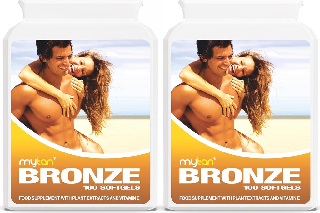 Bronze Tanning Pillen Twin Pack | Sun Tan Supplement | Astaxanthin Lutein Lycopene | 14-Week Saison Versorgung