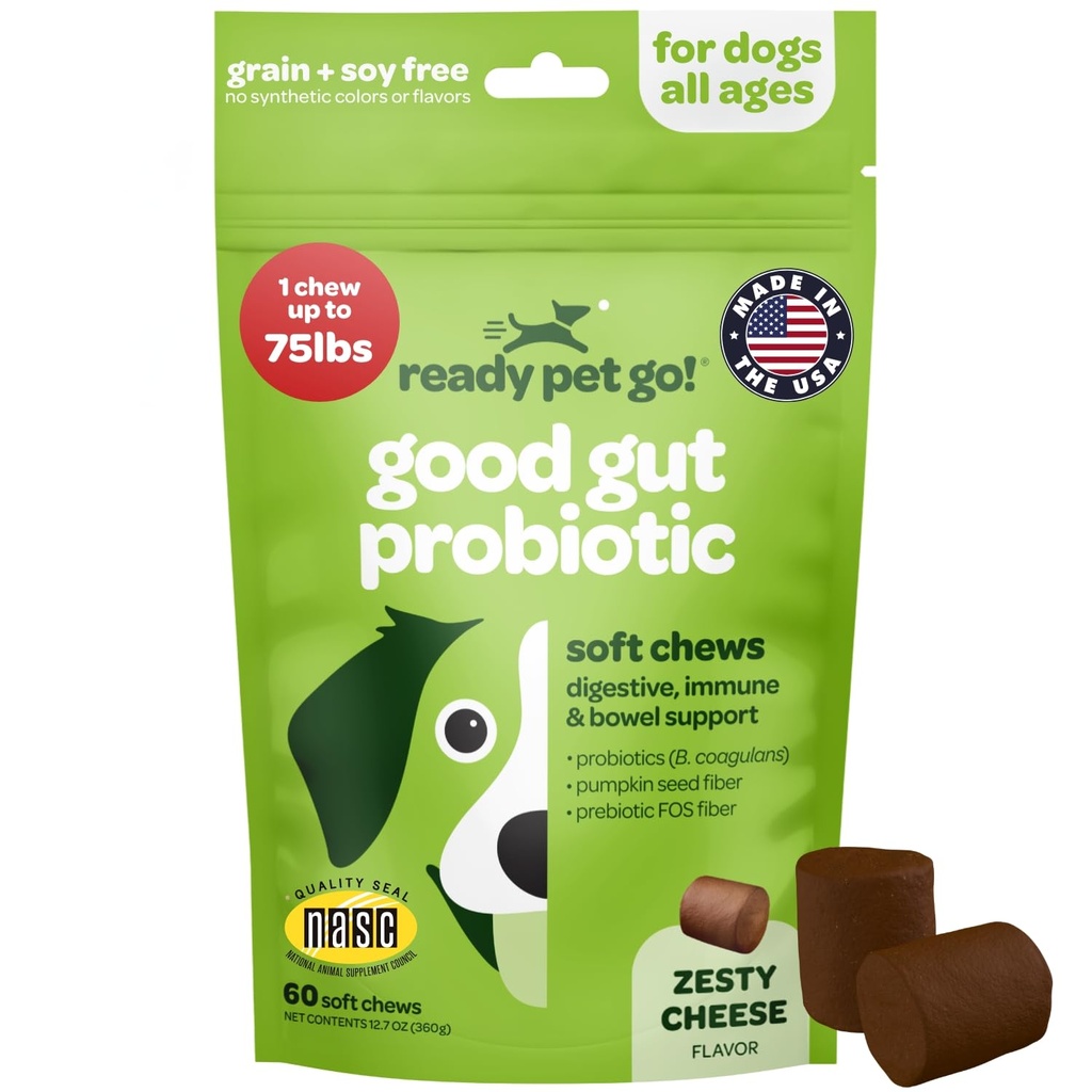 Probiotic Chews für Hunde Gut Health | Tasty Pre and Probiotics for Dogs Digestive Health with Pumpkin Dog Probiotics and Digestive Enzymes | NASC Certified & Made in USA | 60 Chews