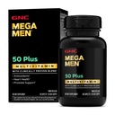 GNC Mega Hommes 50 Plus Caplets multivitamines, cliniquement prouvés, santé du coeur et de la prostate, vitamines B, Palmetto de scie, mémoire, vitamine D-3, compte 60
