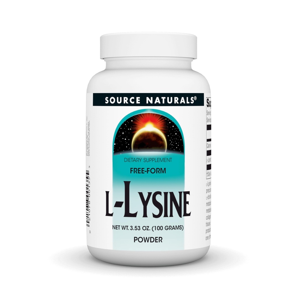 Quelle Naturals L-Lysine freie Form Pulver -Aminosäure-Ergänzung unterstützt Energiebildung & Collagen* - 100 Gramm