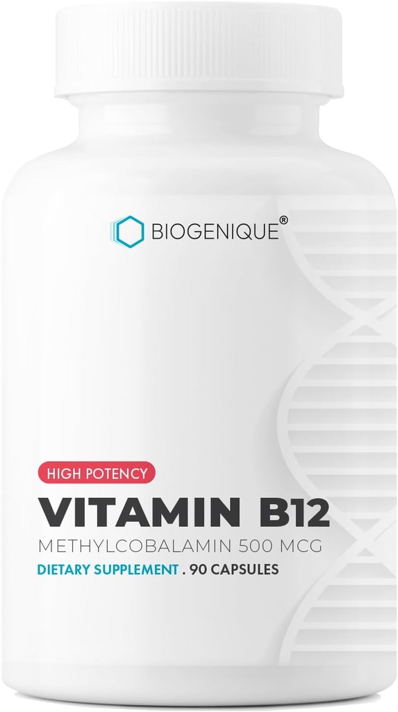 Vitamin B12 - als Methylcobalamin unterstützt Energiemetabolismus, Nervous System Gesundheit, Blutzellenfunktion und Methylierung - Nicht OGM, Glutenfrei, Vitaminergänzung, 90 Kapseln