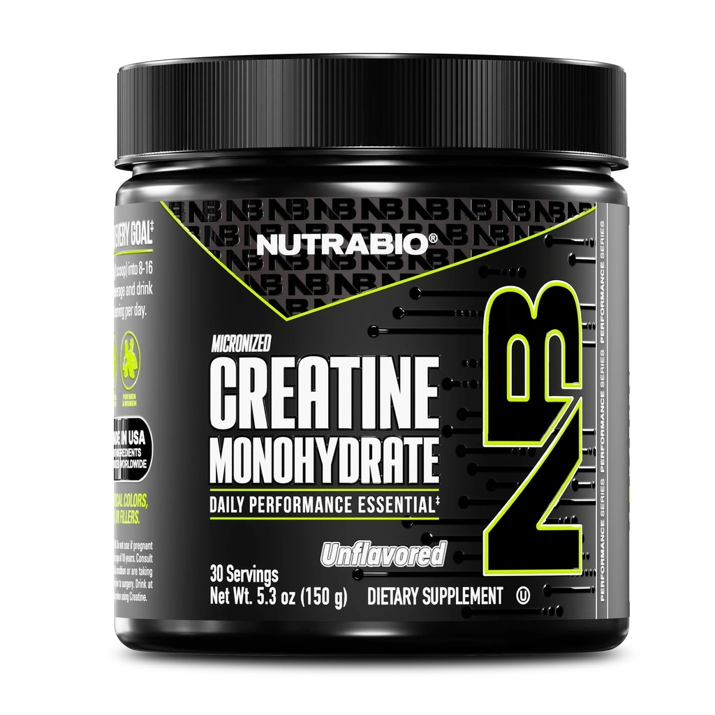 NutraBio Pure Micronized Creatine Monohydrate Supplément en poudre, non aromatisé, (150 g) - Supporte l'énergie musculaire en vrac, la récupération et la force - HPLC Tested Creatine Supplément en poudre pour hommes et femmes