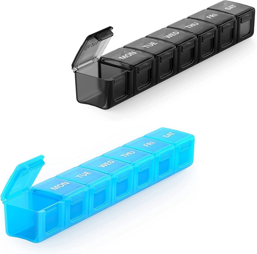 2 Pack Extra Large Pill Organizer, Sukuos Weekly Pill Box, Pill Case, Medicine Organizer pour les vitamines, huiles de poisson ou suppléments
