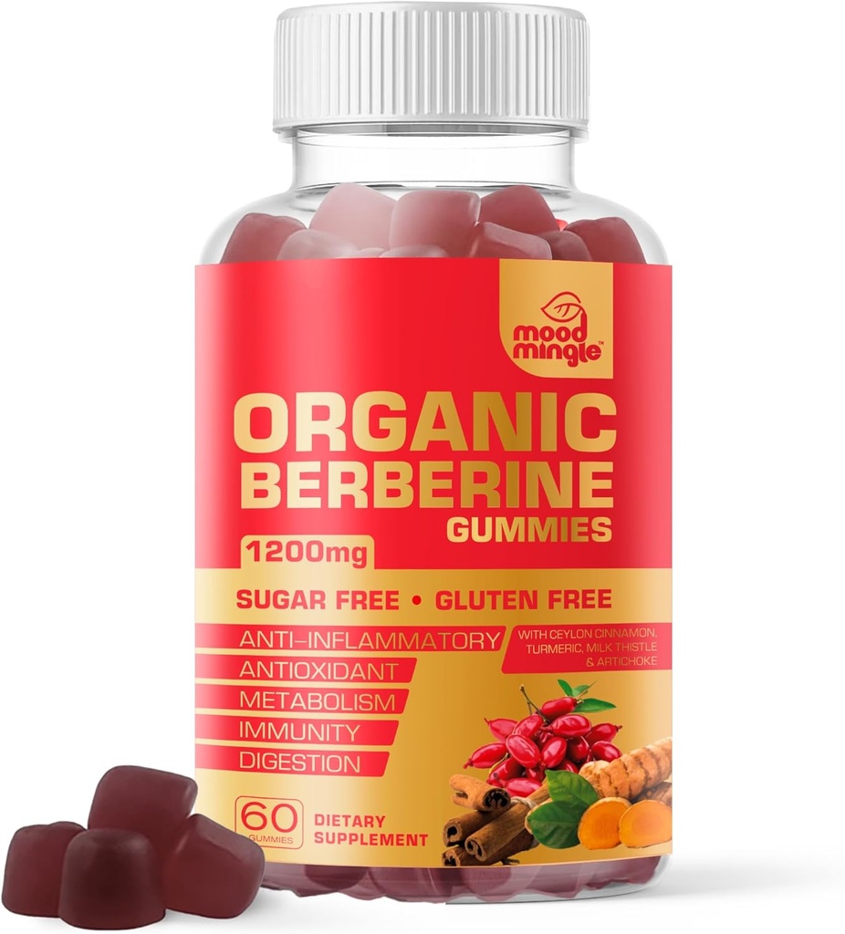 Berberine Supplement Gummi (1200mg) mit Ceylon Cinnamon, Turmeric, Milk Thistle & Artichoke - Zuckerfrei, Glutenfrei, GMP Qualität