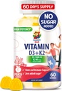 Sugar-Free Vitamin D3 K2 Gummie 5000 IU - Immun- & Knochen-Unterstützungsgummis - Vitamin D-Gummi-Ergänzung für Erwachsene - High-Absorption, Vegan, Halal, Gluten-Free Kaubare Vitamine