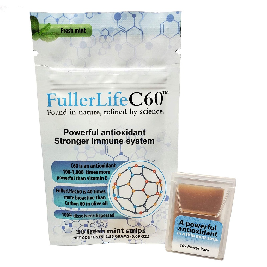 Carbon 60 Antioxidant Dissolvable Strips | Immunity Booster | Pure 99.99% C60 Solvent Free | Not C60 in Olive Oil | Fully Dissolved & Dispersed Solubilized C60