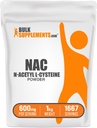 BulkSupplements.com NAC Powder - N-Acetyl Cystein 600mg, NAC Supplement - Antioxidante Unterstützung, Glutenfrei - 600mg pro Servierung, 1667 Servierungen, 1kg (2.2 lbs) (Pack von 1)