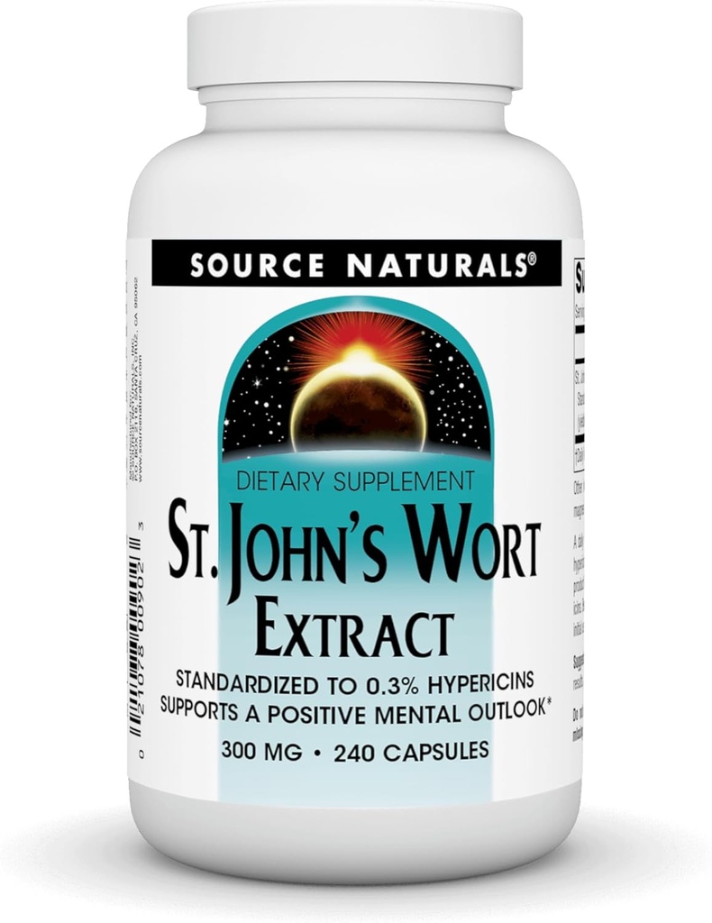 Quelle Naturals St John's Wort Extract 300 mg unterstützt einen positiven mentalen Ausblick - 240 Kapseln