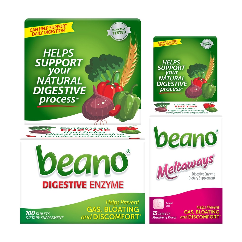 Beano Extra Strength 100ct & beano Fraise Meltaways 15ct