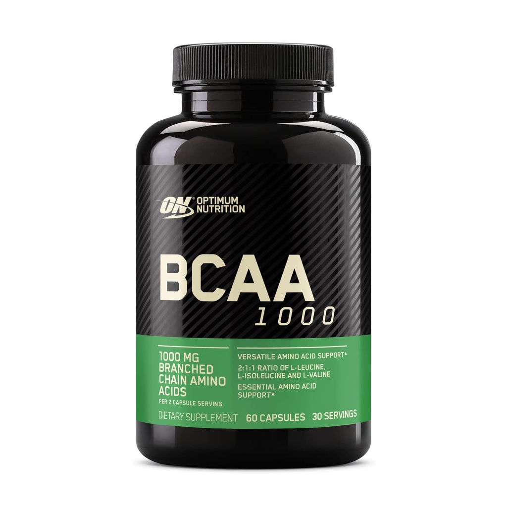 Optimum Nutrition Instantized BCAA Kapseln, Keto Friendly verzweigte Kette essentielle Aminosäuren, 1000mg, 60 Zähler