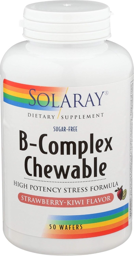 Solaray, Hohe Potenz B-Komplex Kaubare, Natürliche Erdbeeren Geschmack, 50 Chewables