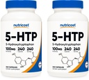 Nutricost 5-HTP 100mg, 240 Vegetarische Kapseln (5-Hydroxytryptophan) - Non-GMO & Glutenfrei (2 Flaschen)