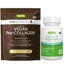 Poudre de protéines de collagène végétalien + ensemble complexe de calcium et magnésium, soutien complet aux os, par Igennus