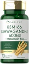 Carlyle KSM-66 Ashwagandha Kapseln 600mg | 70 Count | mit Melatonin 5mg | Potent Complex | Non-GMO, Glutenfrei