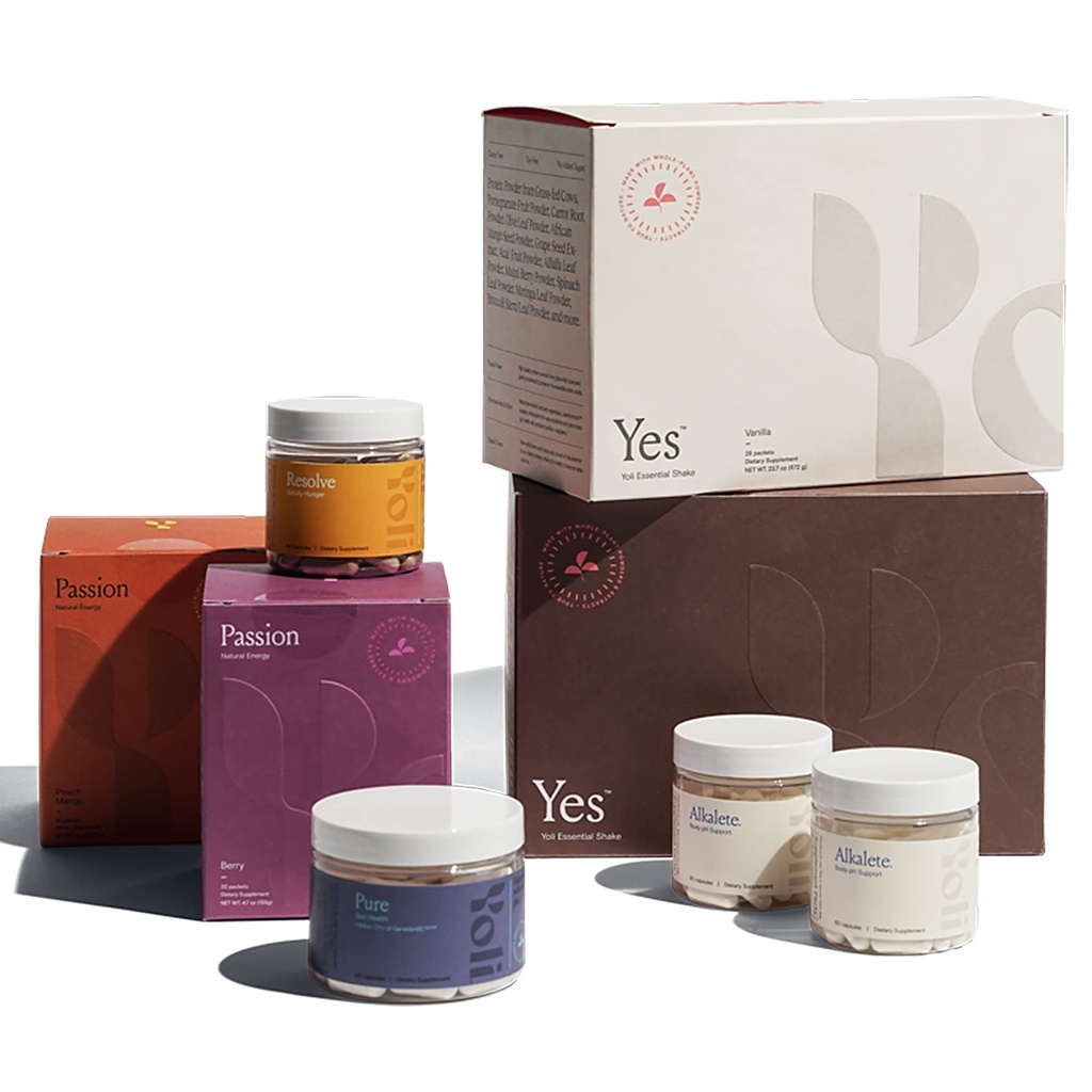 Yoli® Transformation Kit umfasst YES, Passion, Alkalete, Pure, Resolve und das bessere Body System 28-Day Programm T-Kit (Flavors Vary)