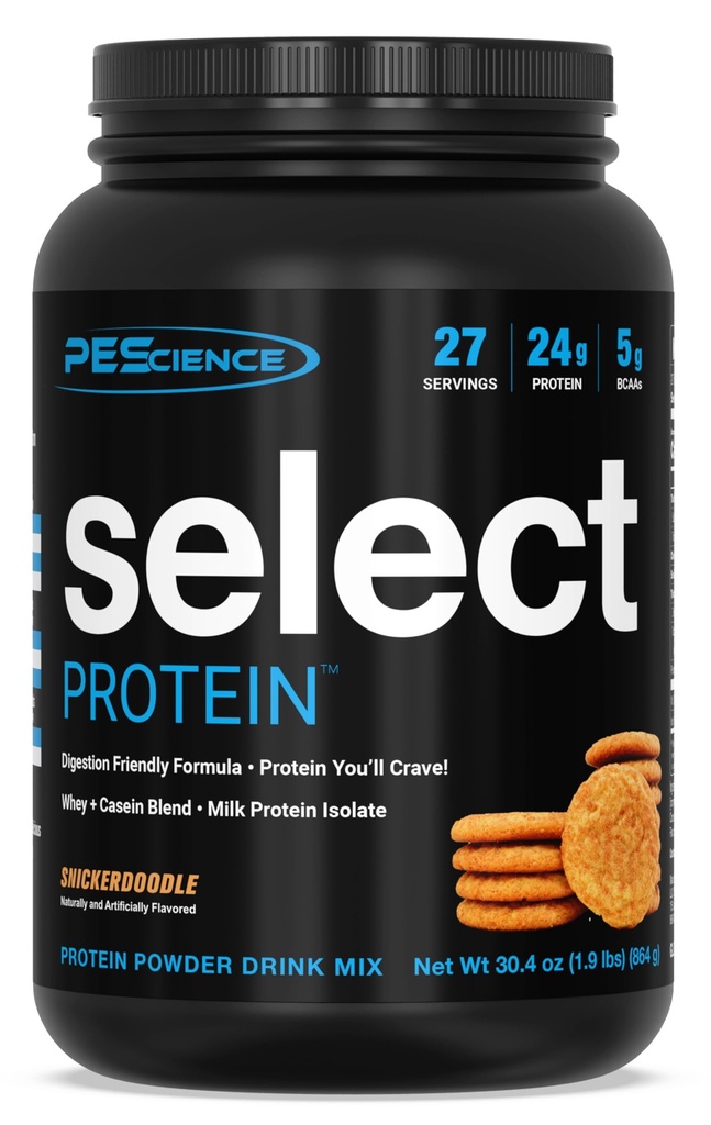 PEScience Select Protein Powder, Whey and Casein Blend, Clean Protein Powder for Women and Men, Low Calorie, Low Carb, Keto Friendly, Gluten Free - Snickerdoodle - 27 Servis