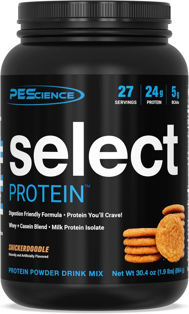 PEScience Select Protein Powder, Whey and Casein Blend, Clean Protein Powder for Women and Men, Low Calorie, Low Carb, Keto Friendly, Gluten Free - Snickerdoodle - 27 Servis