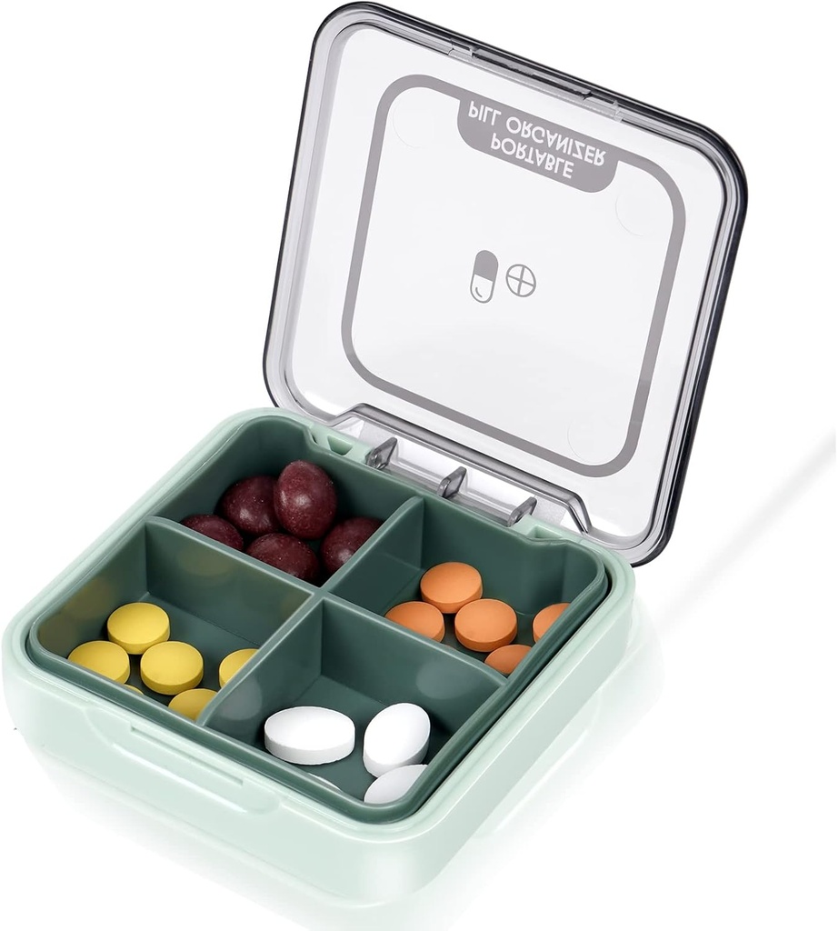 Daily Pill Organizer Vitamine Planner Portable Medicine Box, Compartiments de voyage Pill Organizer Box, preuve d'humidité petit cas de pilule pour la purse de poche Daily Pill Holder Container for Medicine Vitamine