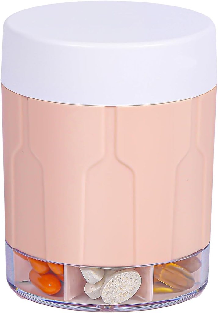 Betife Extra Large Supplement Organizer,Weekly Pill Organizer Bottle, Daily Pill Dispenser avec 7 grands compartiments, Organisateur pour tenir 7 jours de médicaments à base de vitamines,21 étiquettes et un pinceau de nettoyage (Pink)