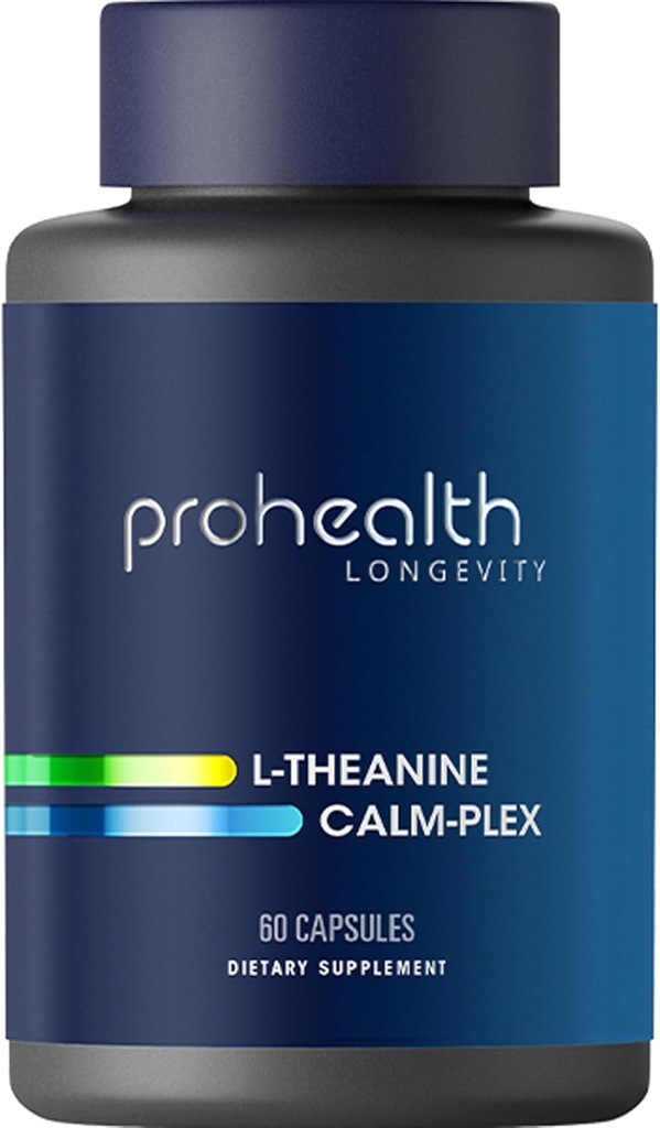 ProHealth L-Theanine Calm-Plex avec GABA et 5-HTP (Suntheanine) (100 mg, 60 capsules moyennes)