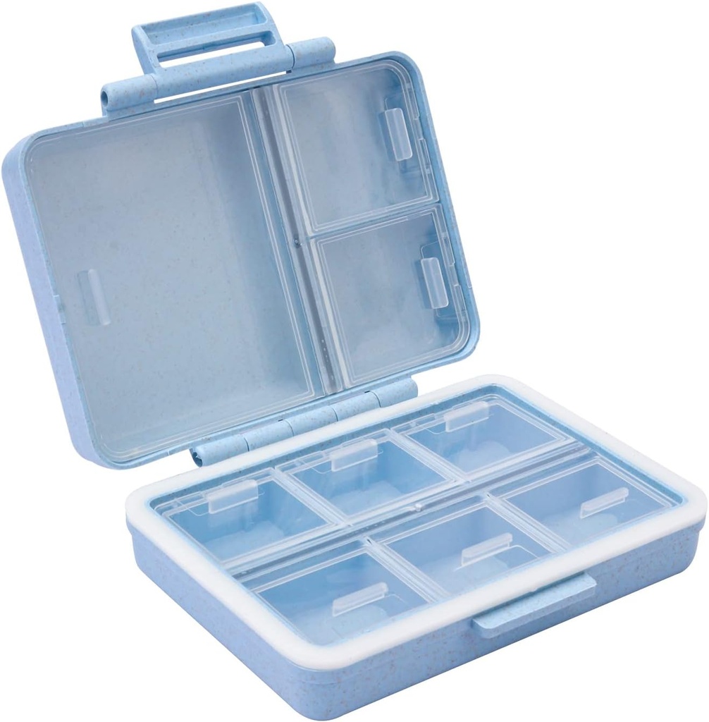 Travel Pill Organizer Case Pocket Container, 9 Komponenten Tägliche Pille Fall für Vitamin/Fish Öl / Ergänzungen Halter Container Blau