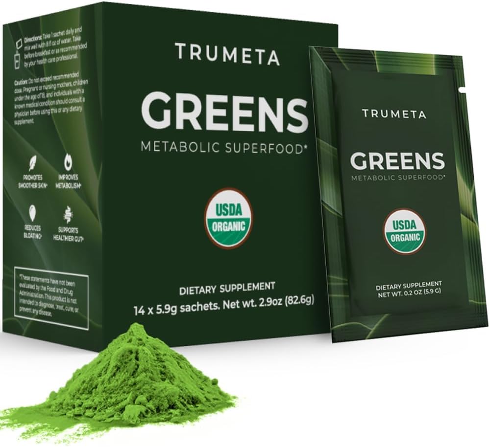 Greens Powder Travel Packs - 14 Servierungen für Memory, Digestion I Best Taste Super Greens Powder mit Bio Spirulina, Goji, Beetroot, Granatapfel I Vegan, Non-GMO