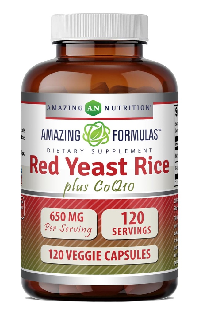 Erstaunliche Formeln Red Yeast Rice 600 Mg Plus Co Q-10 50 Mg 120 Vegetarische Kapseln