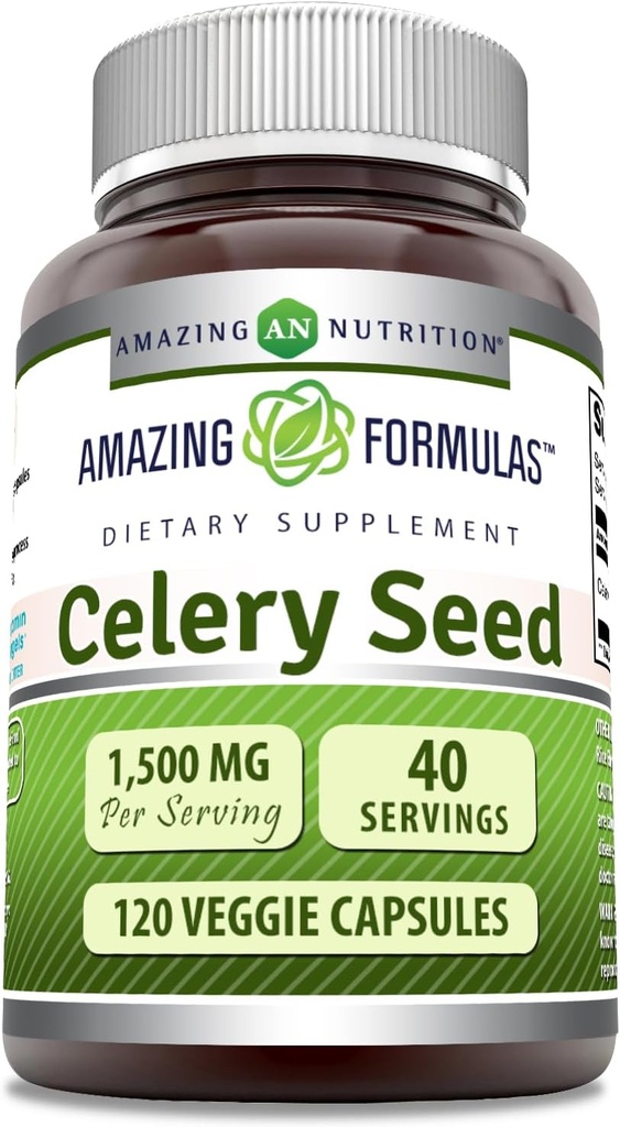 Erstaunliche Formeln Celery Seed Extract Supplement | 1500 Mg Pro Servieren | 120 Veggie Kapseln | Non-GMO | Gluten-Free | Made in USA