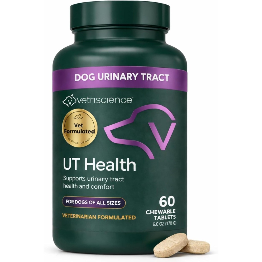VetriScience Quick Action UT Health Chewable Tablets, UT Strength STAT Ergänzung für Hunde, Cranberry, Uva Ursi, und Chanca Piedra zu beruhigen Urinary Tract Discomfort, Smoke, 90 Count