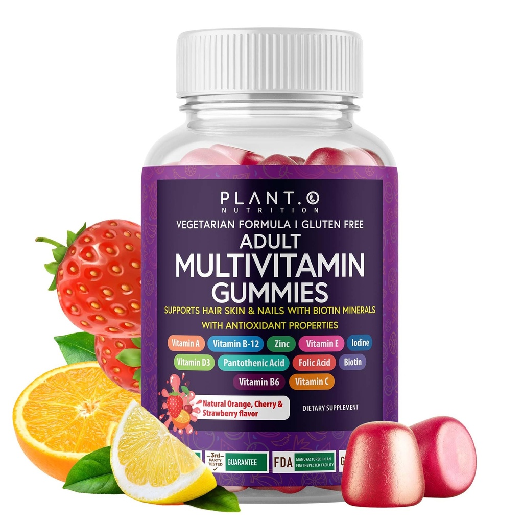 Gommies multivitamines complètes pour adultes – Mélange tout-en-un de vitamine A B C D E de zinc et de biotine - Gommy vitamine adulte pour l'énergie et l'immunité – 90 Gommies sans gluten et sans légumes