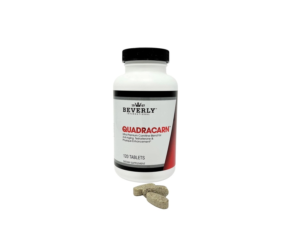 Beverly International Quadracarn 4X-Potency, Lab Tested Ultra-Premium Carnitine Blend for Fat Loss, Muscle Definition, Metabolism, Mood, Energy Boost, Anti-Aging, Brain Function. 120 Tablets.