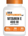 BulkSupplements.com Vitamin E 400 IU Softgels - Vitamin E Supplement, als D-Alpha-Tocopherol, Antioxidantien - Glutenfrei, 1 Softgel pro Servierung, 180 Zähler (Pack von 1)