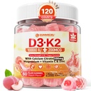 Vitamin D3 K2 Gefüllte Gummie 5000IU / 10.000 IU mit 500mg Calcium + K2(MK-7) 200mcg, Magnesium, Vitamin C & Zink, Extrastärke - Ultimative Absorption für Knochen Muskeln Zähne, Vegan -- Packung von 2