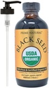PRIME NATURAL Organic Black Seed Oil 16oz - Kalt gepresst Unraffed High Thymoquinone 1,7% USDA Zertifiziert - türkische Herkunft Potent Nigella Sativa Flüssigkeit - Vegan Omega 3 6 9, Antioxidant
