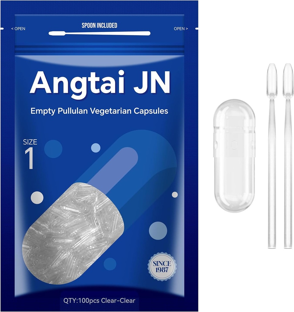 Leere Kapseln Größe 1 - Klare füllbare vegetarische Kapseln (100 Count) Größe 1 Leere Pullulan Kapseln mit zwei Micro Lab Spoons,- Veggie Kapseln Leere Kapseln für DIY Ihre eigenen Ergänzungen