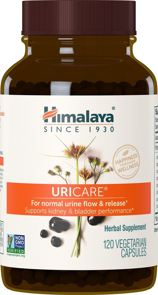 Himalaya UriCare – Soutien au rein et au badder à base de plantes avec Shilajeet, Didymocarpus et Pasanabheda – Promotion de la santé urinaire et du flux urinaire confortable – Non-OGM, sans gluten, végétarien – 120 capsules