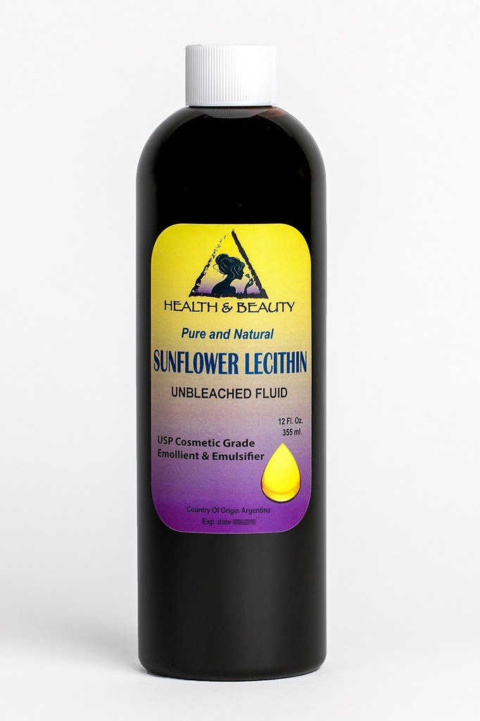 HEALTH & BEAUTY Lecithin Sunflower Unbleached Fluid Liquid Emulsifier Emollient Stabilizer Pure 12 oz