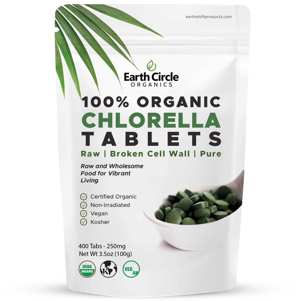Comprimés de Chlorella Biologique 400 Count.