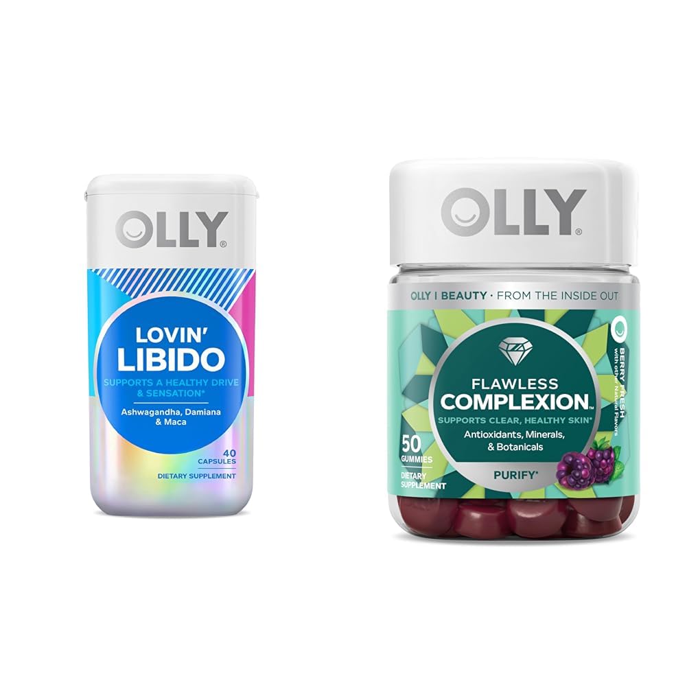 Olly Lovin' Libido Capsules pour femmes, Boost Desire, 20 jours d'approvisionnement sans tache Gummy, Clear Skin Support, Berry Flavor, 50 Comte