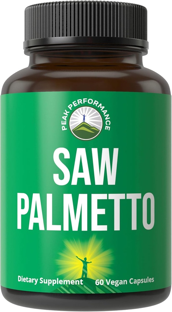 Peak Performance Saw Palmetto Capsules pour hommes et femmes 1000mg Toutes les pilules naturelles Saw Palmetto Extrait. Supplément de bloqueur DHT pour la perte de cheveux.