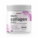 Poudre de protéines multicollagènes 600g - 5 types (I, II, III, V, X) Herbe-Feed & Pâturage-Rayé de Biotine 5000mcg, Vitamine C & Acide Hyaluronique.