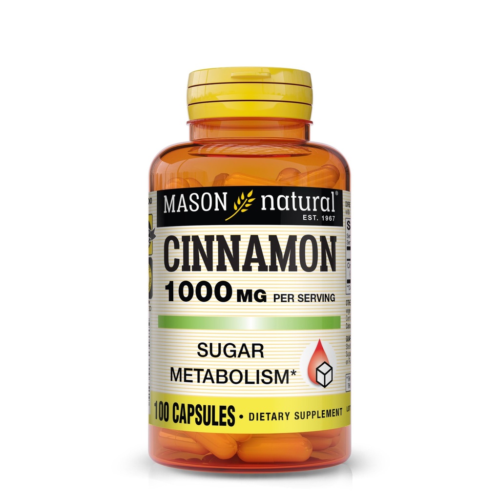 MASON NATURAL Zimt, 1000 mg, 100 Kapseln (Pack mit 3), Kräuter Nahrungsergänzung
