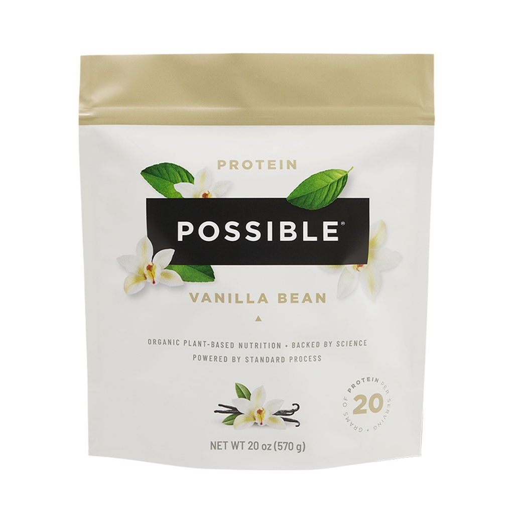 Protein Powder Vanilla Bean - 20g Vegan, pflanzliche Proteinmischung - Non-GMO, Non-Dairy, Glutenfrei - 3,5g BCAAs - 9 Essential Amino Acids - 15-Day Supply - 1 Tasche, 15 Portionen