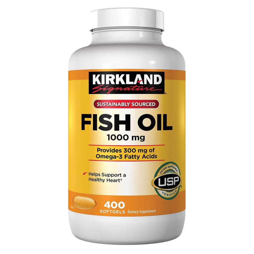 Kirkland Signature Huile naturelle de poisson 1000 mg avec 300 mg Oméga-3 - 400 ct (paquet de 2)