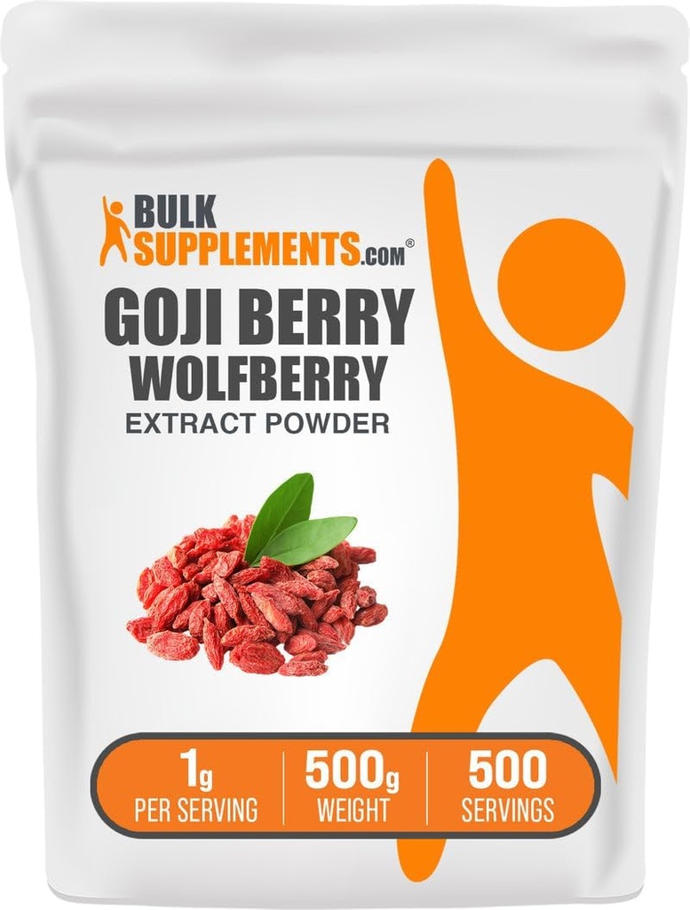 BulkSupplements.com Wolfberry Extract Powder -Goji Berries Supplement, Fruit Powder - Vegan & Gluten Free, 1g per Serving, 500g (1.1 lbs) (Pack of 1)