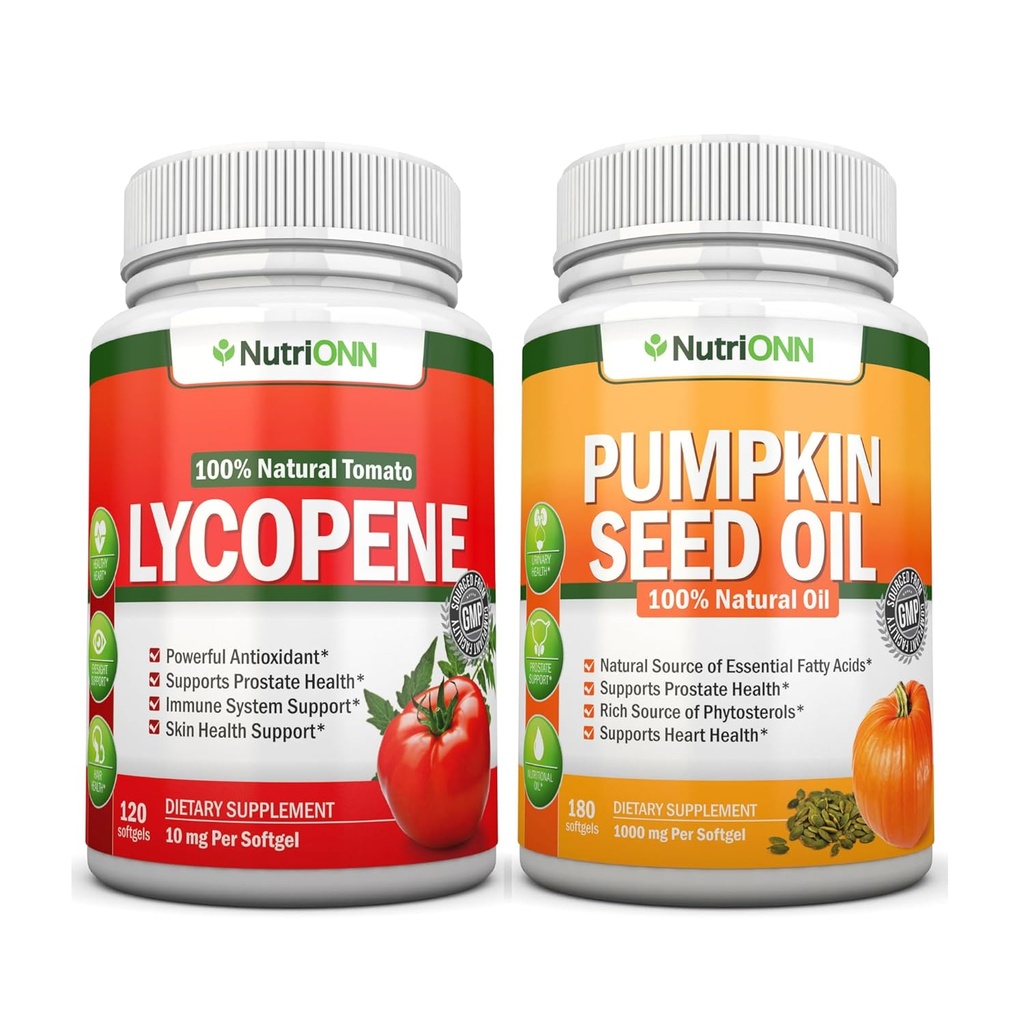 NutriONN Kürbis Seed Oil Softgels Lycopene Kapseln Combo - Gezielte Unterstützung für Prostata & Urinary Health