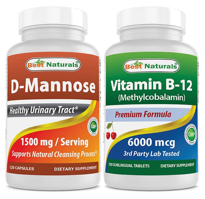 Meilleurs naturels D-Mannose 1500 mg et vitamine B12 6000 mcg