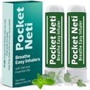 Basic Vigor Pocket Neti Breathe Easy Himalayan Salt Aromatherapy Sinus Inhaler 2 Pack with Essential Oils. Natural Nasal Stick/Nasal Inhaler with Eucalyptus. Made in the USA.