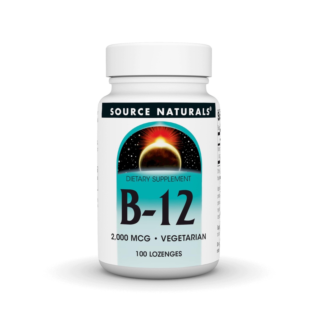 Source Naturals Vitamine B-12, 2000 mcg soutient la production d'énergie - 100 Lozenges